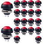 RUNCCI-YUN 20 adet 12 mm kırmızı su geçirmez anlık mini çıtçıt düğme, SPST EIN-AUS AC 250 V/3 A, yuvarlak basma düğmesi, araba trampetleri, PC, masa lambası, ev kapı zili için