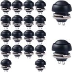 RUNCCI-YUN 20 adet 12 mm siyah su geçirmez anlık mini çıtçıt düğme, SPST EIN-AUS AC 250 V/3 A, yuvarlak basma düğmesi, araba trampetleri, PC, masa lambası, ev kapı zili için