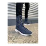 Run&Chic Jy799 Verton Bağcıklı Ortopedik Taban Günlük Cilt Erkek Askeri Postal Bot Cbt Lacivert