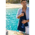 RunGear Up %100 Penye Pamuk Çapa Nakışlı Spor Havlu - 50 cm x 100 cm - 600 GSM Ultra Emici Deniz Tekne El Yüz Havlusu - Marine Serisi Havlu