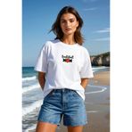 RunGear Up Basketbol Topu Desen Nakışlı %100 Pamuk Rahat Kalıp Kadın Tişört - Basketbolcu Anne Basic Fit Tshirt