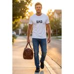 RunGear Up DAD The Myth The Man The Legend Nakışlı Erkek Tişört %100 Pamuk Beyaz T-Shirt - Babalar Günü Hediye Tişört