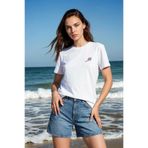 RunGear Up Kadın %100 Pamuk Minimal Tenis Raketi Nakışlı Basic T-shirt - Relax Fit Siyah & Beyaz Penye Tişört