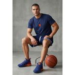 RunGear Up Minimal Basketbol Nakışlı Erkek Tişört %100 Pamuk Regular Fit Lacivert Spor T-Shirt - Standart Kesim Kısa Kol Pamuklu Bisiklet Yaka Lacivert Basketbolcu Tişört - Basic T-shirt