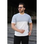 Runique Home Runiquehome Erkek Renk Bloklu Bisiklet Yaka Kısa Kollu Triko Tişört - Beyaz - Mavi