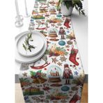 Runner Kurşun Asker Desenli Süet Dokuma 140*40 cm Yılbaşı Christmas Yeniyıl Noel - 10 x 10 cm