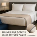 Runner Otel Yatak Örtüsü 75X240 cm – Şık Görünüm ve Dayanıklı Kumaş %100 Pamuk - 75 x 240 cm - Kahverengi - Gri