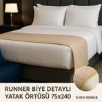 Runner Otel Yatak Örtüsü 75X240 cm – Şık Görünüm ve Dayanıklı Kumaş %100 Pamuk - 75 x 240 cm - Kahverengi - Sarı