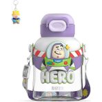Runxi Life Hall Çilek Ayı Buzz Lightyear Paradise Uzay Plastik Bardak Kızlar Taşınabilir Sevimli Pipetli Su Bardağı 700ML (Yurt Dışından) - 1 - 9.4 x 17.4 cm - Mor