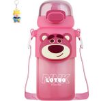 Runxi Life Hall Çilek Ayı Üç Gözlü Buzz Lightyear Dudu Doğrudan Içme Termos Bardak 460ML Pop-Up Kapaklı Pipetli Bardak (Yurt Dışından) - 460 ml - Kırmızı