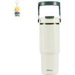 Runxi Life Hall Mika Taşınabilir Buz Bastırıcı Araba Pipetli Fincan Araba Kahve Su Fincanı 304 Paslanmaz Çelik Büyük Kapasiteli Yalıtımlı Spor Şişesi (Yurt Dışından) - Beyaz