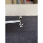 Rupen Kraft G23 Titanyum Göbek Piercingi %100 Titanyum Kelebek Zirkon Titanyum Göbek Piercingi - 10 MM - Gümüş