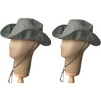 Rupen Kraft Yazlık Katlanabilir 2li Safari Fötr Cotton Kovboy Şapkası (2 Adet) - Standart - Haki
