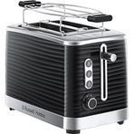 Russell Hobbs Ekmek kızartma makinesi [2 dilim için] Inspire siyah, yüksek kaliteli parlak yapılı (ekstra geniş tost yuvaları, ekmek başlığı, 6 kızartma kademesi + buz çözme ve ısıtma fonksiyonu)