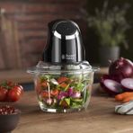 Russell Hobbs Mini Doğrayıcı Mat Siyah Cam Hazneli Paslanmaz Çelik Bıçaklar ile Çok Amaçlı Kullanım