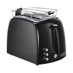 Russell Hobbs Tost makinesi doku +, 2 ekstra geniş tost yarığı, ekmek başlığı ve entegre tost maşası, 6 ayarlanabilir kızartma kademesi + çözme ve ısıtma fonksiyonu, 850 W, ekmek kızartma makinesi, siyah 22601-56