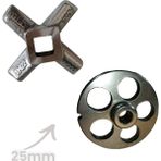 Russet 22 Numara 25 mm 2'li Kıyma Makinesi Ayna ve Bıçak Seti