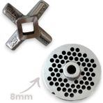 Russet 22 Numara 8 mm 2'li Kıyma Makinesi Ayna ve Bıçak Seti - Gri