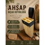Russet Masif Kütüklük, Kasap Ahşap Bıçak Kütüklüğü Bel Tipi, Kurban Bıçağı Koruma Kabı 4 Gözlü