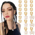 RUSTAMM 15 adet saç takı örgüler aksesuarları altın yay kelebek yıldız Metal alaşım boncuk manşetleri klip kadın erkek kızlar için Dreadlock süslemeleri parti şekillendirici araçları
