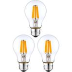 Rustik 4W A60 LED Filament Ampul E27 Sarı Işık Dekoratif Aydınlatma (3, Şeffaf Cam)
