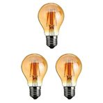 Rustik 4w A60 Led Filament Ampul E27 Sarı Işık Dekoratif Vintage Aydınlatma (3, Amber Cam)