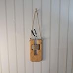 Rustik Ahşap Duvar Saksısı, El Yapımı Çam Ağacından, Cam Tüp Vazo, Halat Askılı, Modern Ev Dekorasyonu, 18x12 cm (tik)