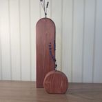 Rustik Ahşap Vazo Seti, El Yapımı Masif Çam, Antik Ceviz Renk, 2 Parça Dekoratif Vazo, 35x10 cm ve 12x12 cm, Kurutulmuş Çiçek Aranjmanı için