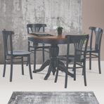 RUSTİK BABA AYAK MASA VE DEKOPAJLI SANDALYE TAKIMI, ANTRASİT, 125x80