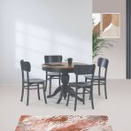 Rustik Baba Ayak Sabit Masa Ve Kapalı Kelebek Sandalye Takımı, Antrasit, 110X110