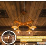 Rustik Bohem Avize, Ahşap ve Halat Detaylı, El Yapımı, Bükülebilir Başlık, Vintage Stil, Kafe ve Ev Dekorasyonu için
