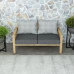Rustik Doğal Ahşap Natural Renk Bahçe & Balkon Oturma Grubu - Antrasit - 2'li Kanepe
