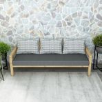 Rustik Doğal Ahşap Natural Renk Bahçe & Balkon Oturma Grubu - Antrasit - 3'lü Kanepe