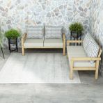 Rustik Doğal Ahşap Natural Renk Bahçe & Balkon Oturma Grubu - Bej - 2+2
