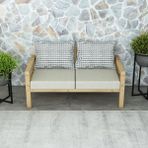 Rustik Doğal Ahşap Natural Renk Bahçe & Balkon Oturma Grubu - Bej - 2'li Kanepe