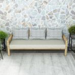 Rustik Doğal Ahşap Natural Renk Bahçe & Balkon Oturma Grubu - Bej - 3'lü Kanepe