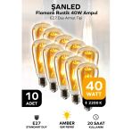 Rustik Led Ampul Amber E27 Duy Flamanlı Armut Tipi St64 Dekoratif - 10 Adet