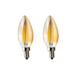 Rustik Led Filament Ampul 4 Watt E14 Duy Sarı Işık Dekoratif Vintage Aydınlatma (2, Amber Cam C35)