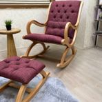 Rustik Sallanan Sandalye, Bordo, Ahşap, Naturel