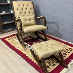 Rustik Sallanan Sandalye, Sarı, Ahşap, Ceviz