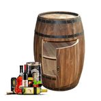 Rustik Şarap Fıçısı İçecek Dolabı Bar Teras Ahşap Şarap Mahzeni Dekor Kilitli Viski Depolama ve Şaraphane Charm Kahverengi 80 x 58 cm