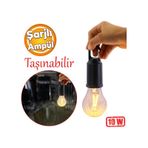 Rustik Taşınabilir Şarjlı Tasarruflu Ampul 10W Led Lamba Type-C Şarj Askılı Asma Aydınlatma