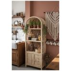 RUSTİKEVDECORART El Yapımı Hasır Banyo Mutfak Balkon Teras Salon Banyo Rafı Kitaplık 4 Kat Dekoratif Kapaklı Dolap