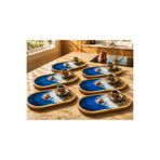 rustikhomedecor 6’lı El Yapımı Epoksi Bambu Kahve Sunumluk Seti Oval Servis Tepsisi 23x12 cm