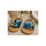 rustikhomedecor Bambu Epoksi Oval Sunum ve Servis Tepsisi - Ahşap Tepsi - Yağdanlık Altlığı