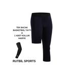 RUTBİL SPORTS BASKETBOL SİYAH TEK BACAK TAYT-FİTNESS & KOŞU SİYAH TEK BACAK TAYT- 1 ADET KOLLUK HEDİYE SİYAH