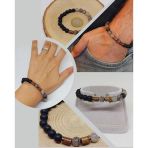 Rutil Kuvars (Beril) & Oniks Taşı 8mm Unisex Tasarım Bileklik Hawaii Model (54334)
