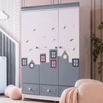 Ruum Store City Montessori 3 Kapaklı Gri Gardırop
