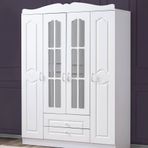 Ruum Store Country Kuzey West 4 Kapaklı 2 Çekmeceli Aynalı Mdf Beyaz Gardırop