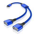 RUXELY USB C Erkek Çift USB Dişi Kablo Adaptörü 0.3M, Thunderbolt 3 - Çift Tip A 2.0 OTG Şarj Splitter, MacBook Pro için Port Extender Güç Dağıtıcı, IPad 10 Air 5, Samsung Galaxy S22 A33 A53
